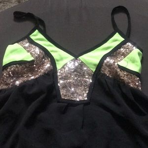 Black, green & gold dress